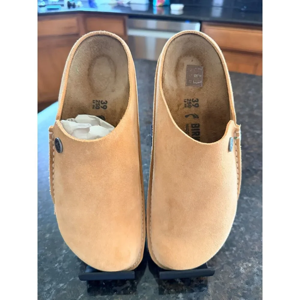 Birkenstock Zermatt 39 L8 M6 Slide Suede Leather Sandals Clogs Tan Hippie Boho Zermatt Premium Shearling Suede Leather in Color Taupe  main image 2
